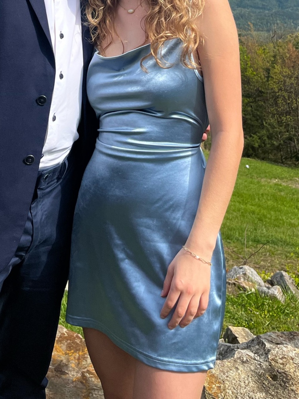 Zaful Satin Light Blue Slip Homecoming Formal Dress